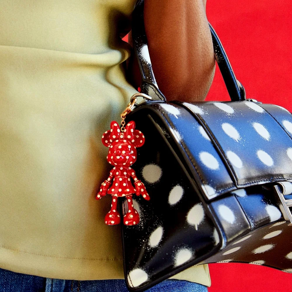 NEW Disney Polka Dot Minnie Mouse Bag Charm Keychain 3.25"x1.75 Licensed Product - Picture 2 of 5